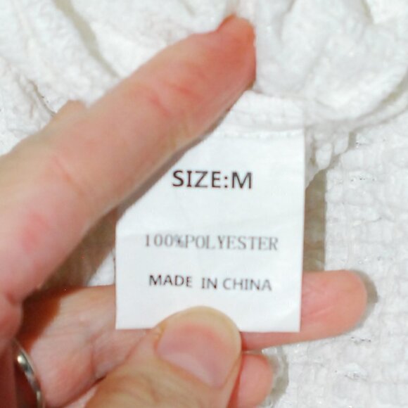 Womens Medium White Crop Top Countrycore Bodycon 100% Polyester Off Shoulder Boa - Picture 5 of 6